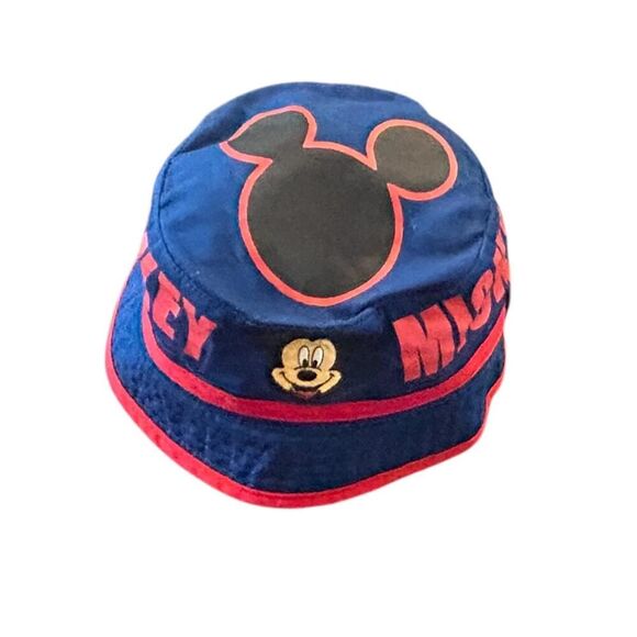 Disney Mickey Mouse Bucket Hat Blue & Red Toddler Kids Sun Hat - Picture 1 of 2